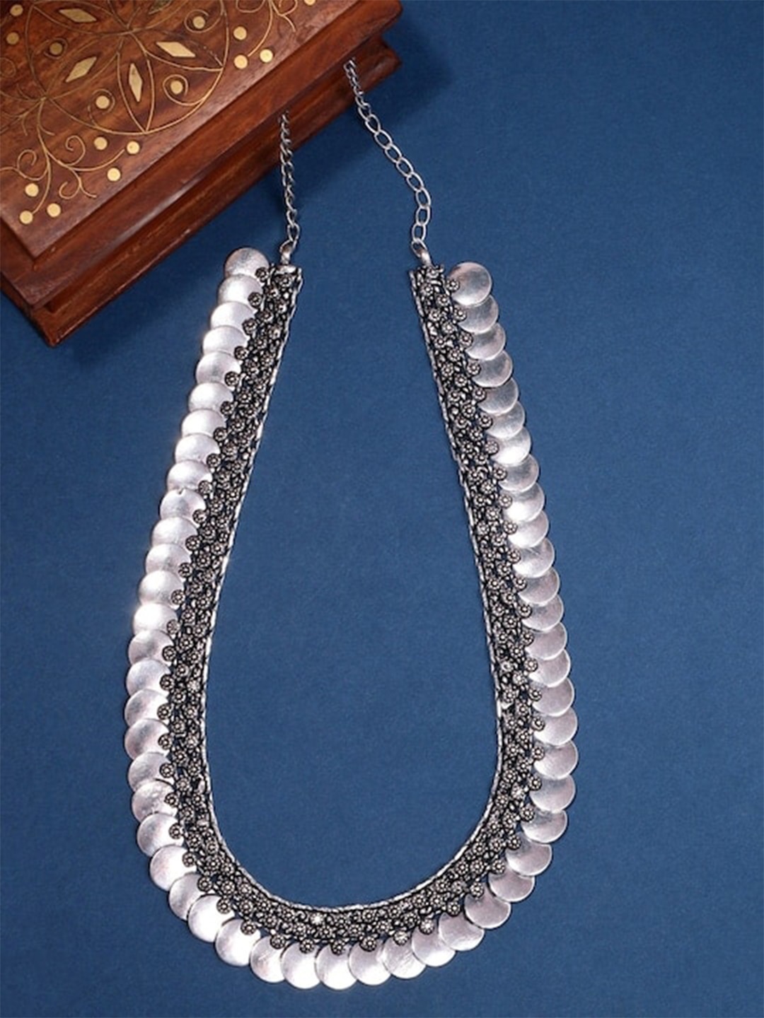 

Infuzze Brass-Plated Oxidised Necklace, Silver
