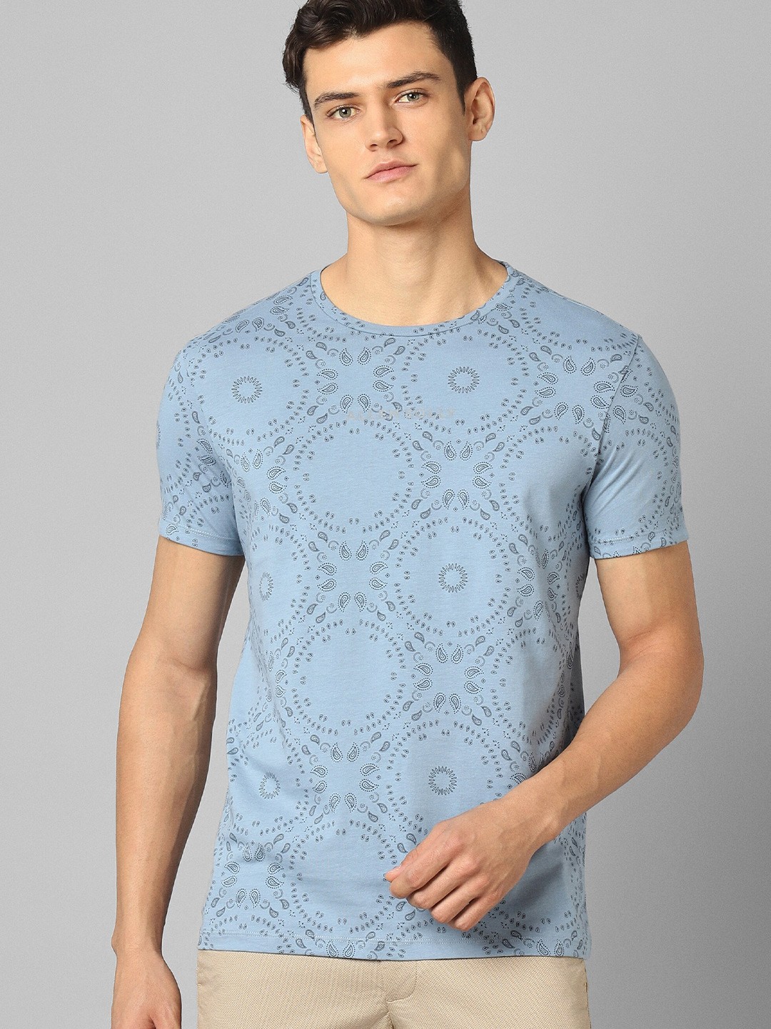 

Allen Solly Sport Ethnic Printed Pure Cotton Slim Fit T-shirt, Blue