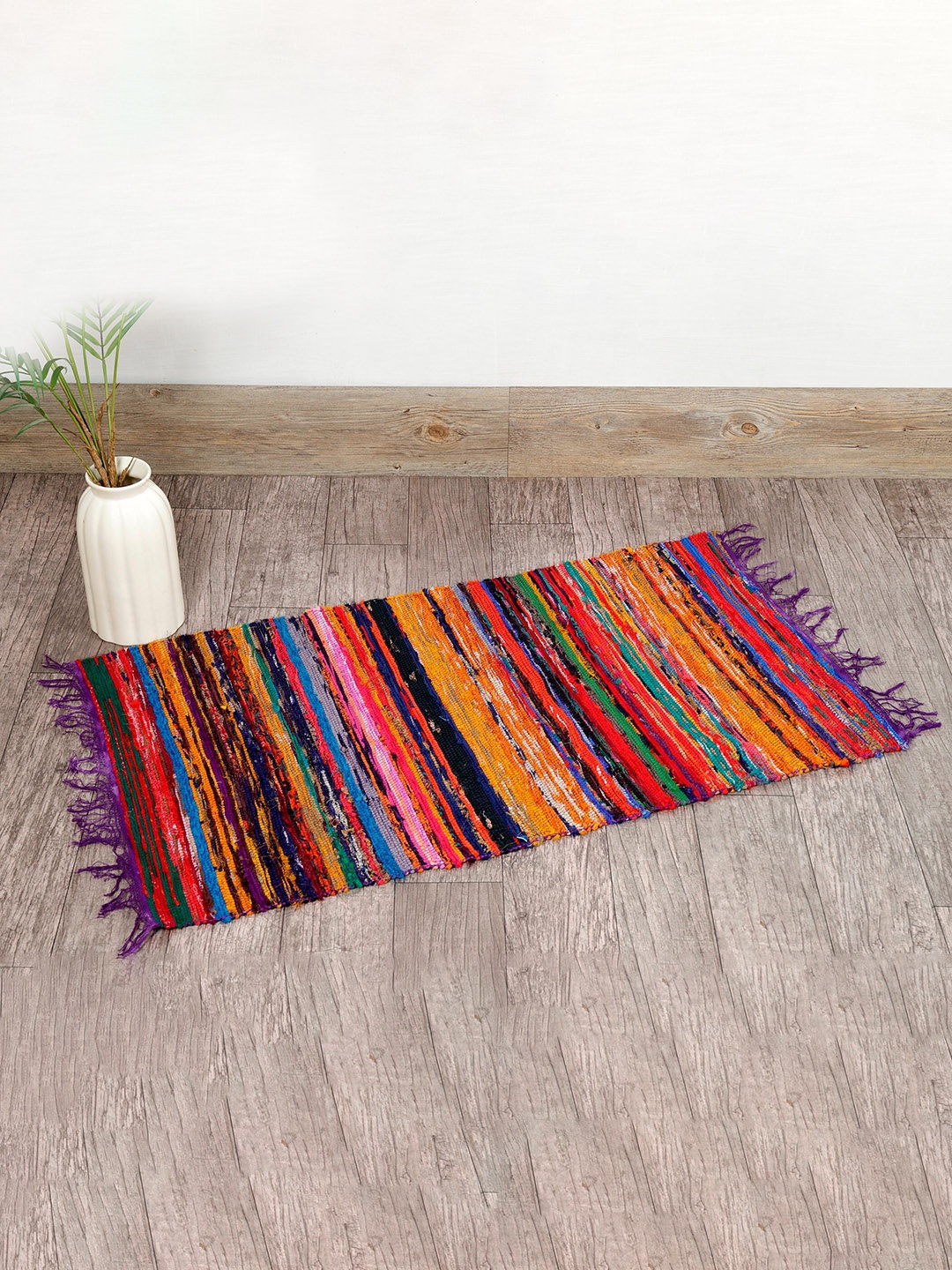 

HANDICRAFT PALACE Purple & Red Braided Cotton Carpet