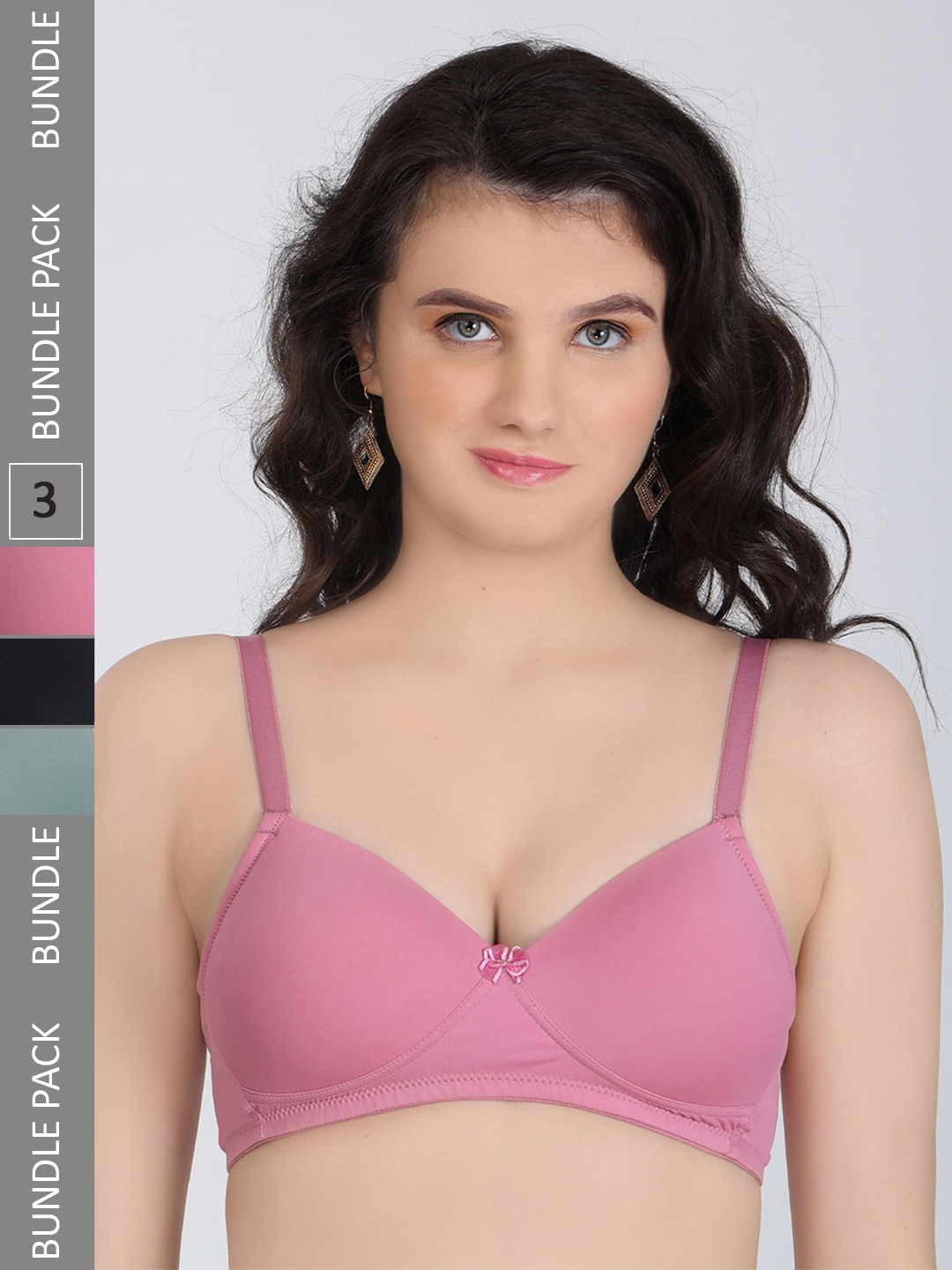 

Innocence Pack Of 3 All Day Comfort Half Coverage Heavily Padded Bra, Pink
