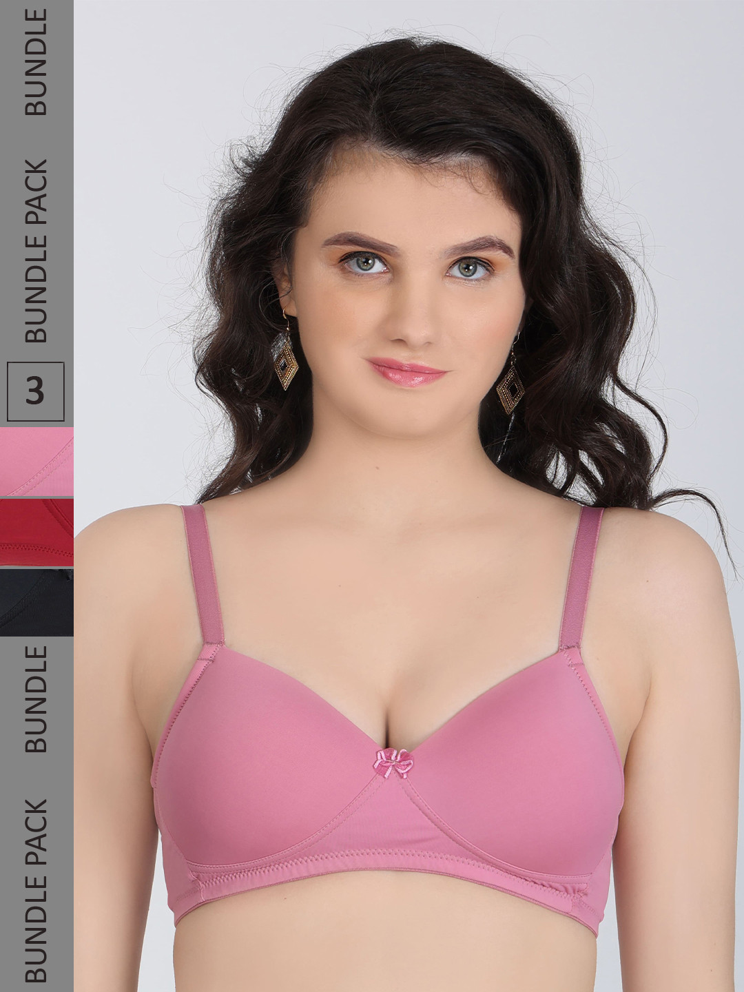 

Innocence Pack Of 3 All Day Comfort Half Coverage Heavily Padded Bra, Pink