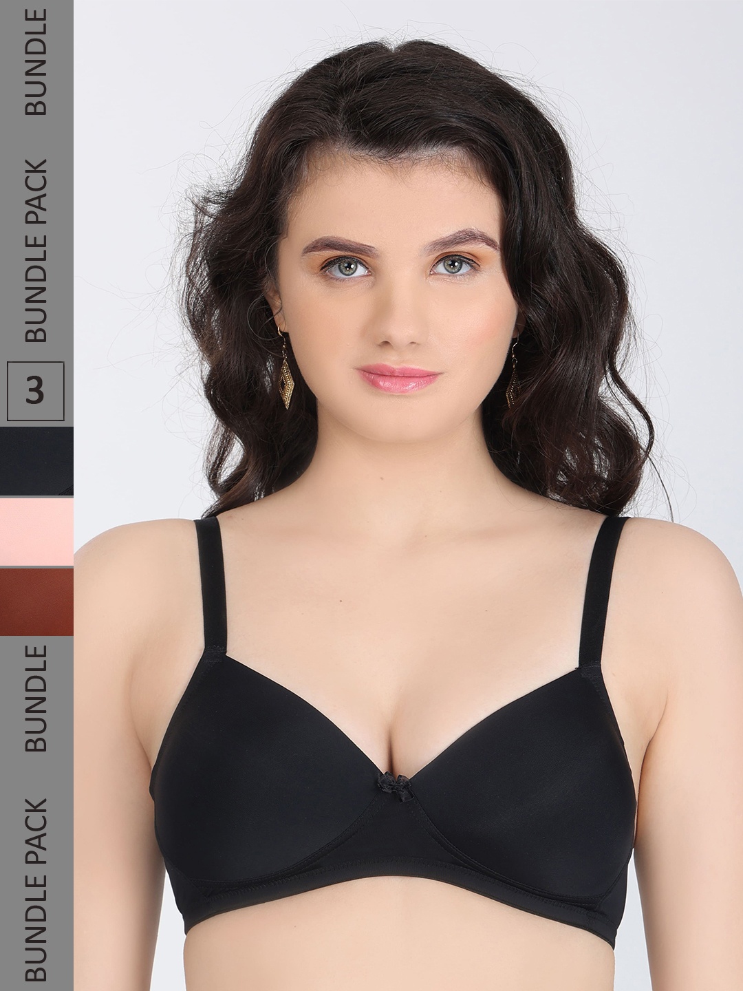 

Innocence Pack Of 3 All Day Comfort Half Coverage Heavily Padded Bra, Black