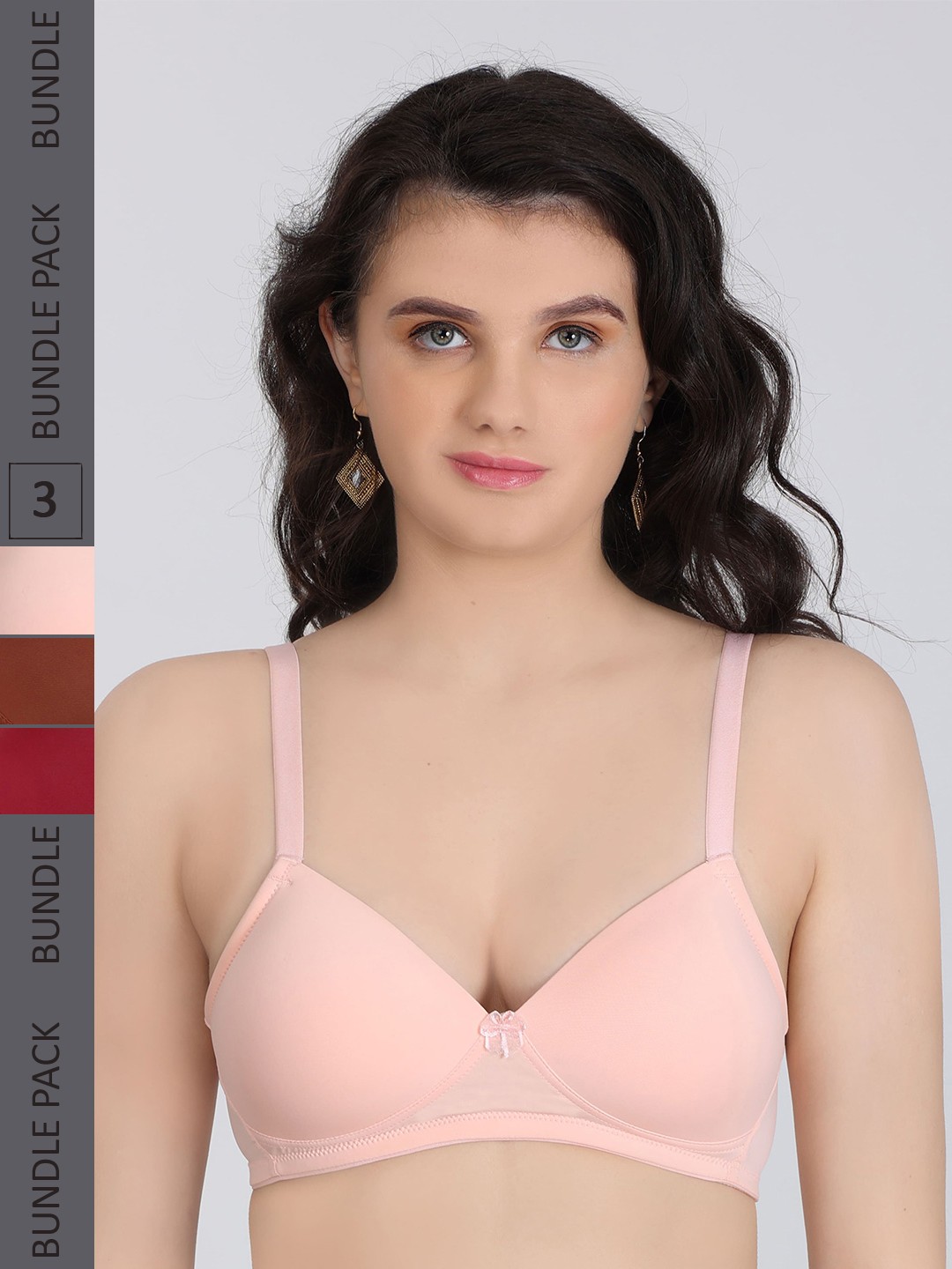 

Innocence Pack Of 3 All Day Comfort Half Coverage Heavily Padded Bra, Pink