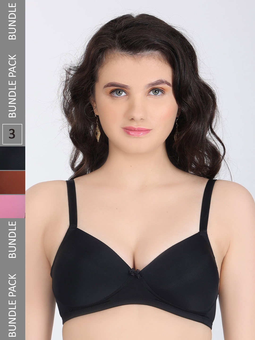 

Innocence Pack Of 3 All Day Comfort Half Coverage Heavily Padded Bra, Black