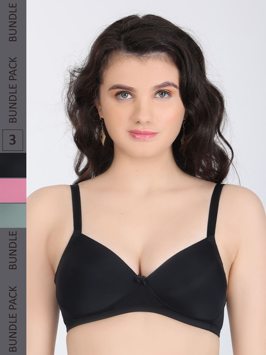 

Innocence Pack Of 3 All Day Comfort Half Coverage Heavily Padded Bra, Black