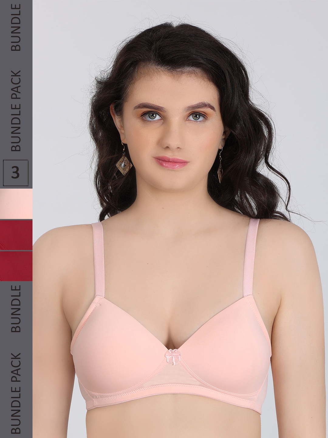 

Innocence Pack Of 3 All Day Comfort Half Coverage Heavily Padded Bra, Pink