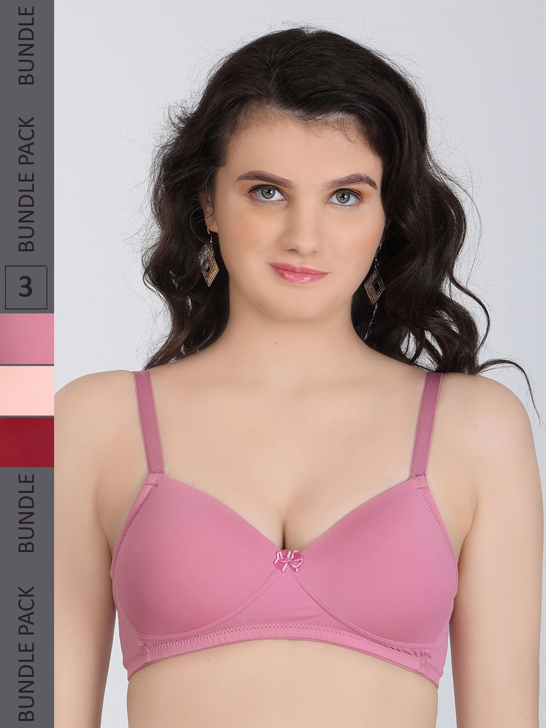 

Innocence Pack Of 3 All Day Comfort Half Coverage Heavily Padded Bra, Pink