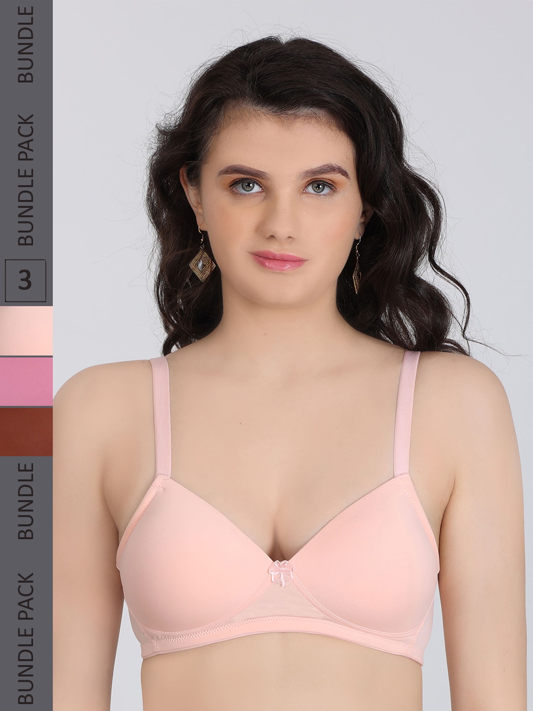 

Innocence Pack Of 3 All Day Comfort Half Coverage Heavily Padded Bra, Pink