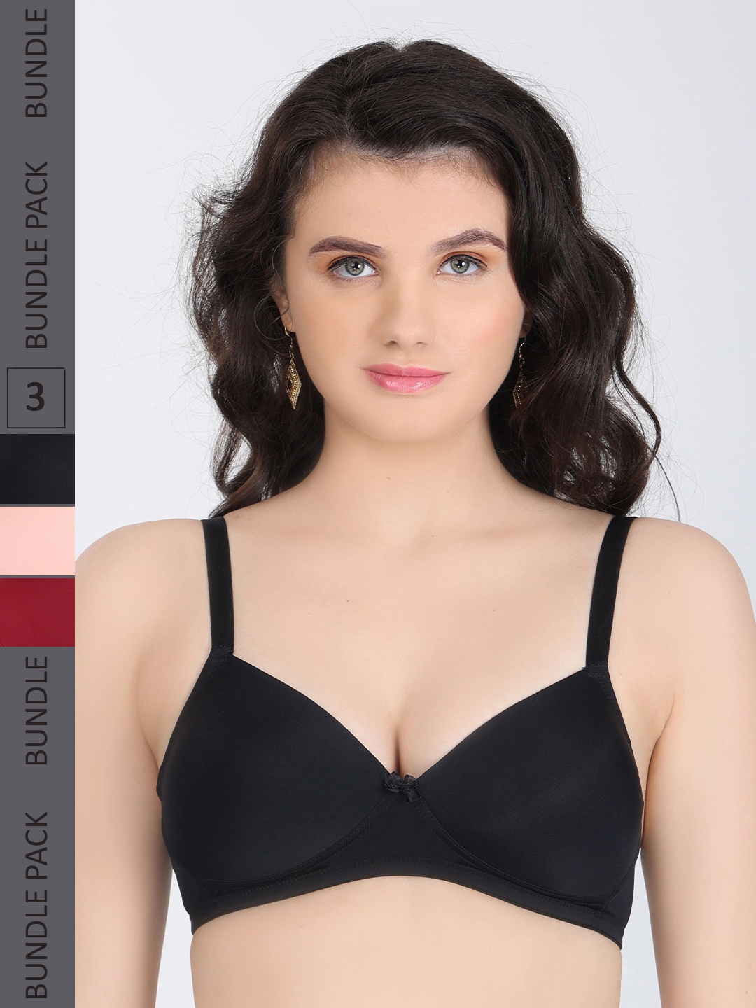 

Innocence Pack Of 3 All Day Comfort Half Coverage Heavily Padded Bra, Black