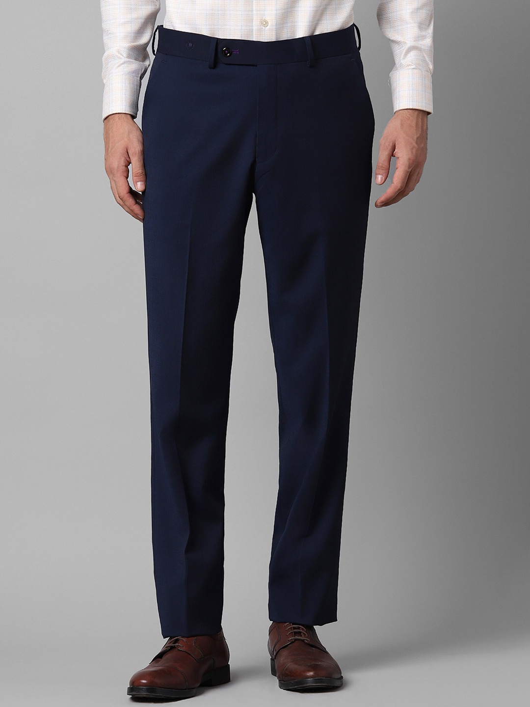 

Luxure by Louis Philippe Men Slim Fit Mid-Rise Formal Trousers, Navy blue