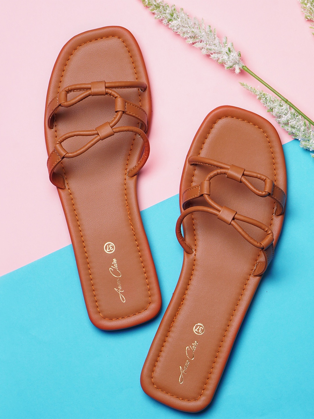 

Anna Claire Strappy Open Toe Flats, Tan