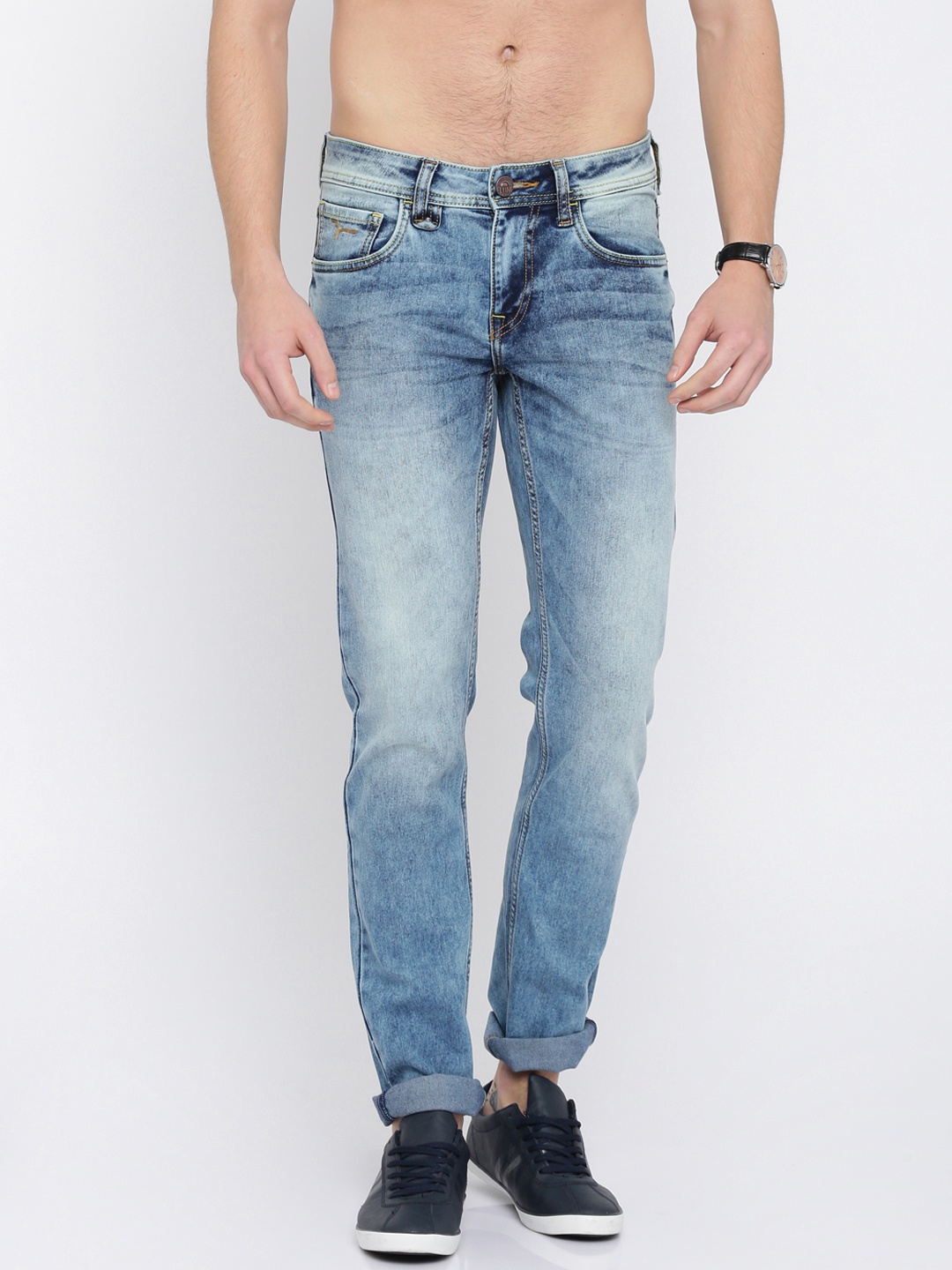 

Flying Machine Men Blue Tapered Fit Mid-Rise Clean Look Stretchable Jeans