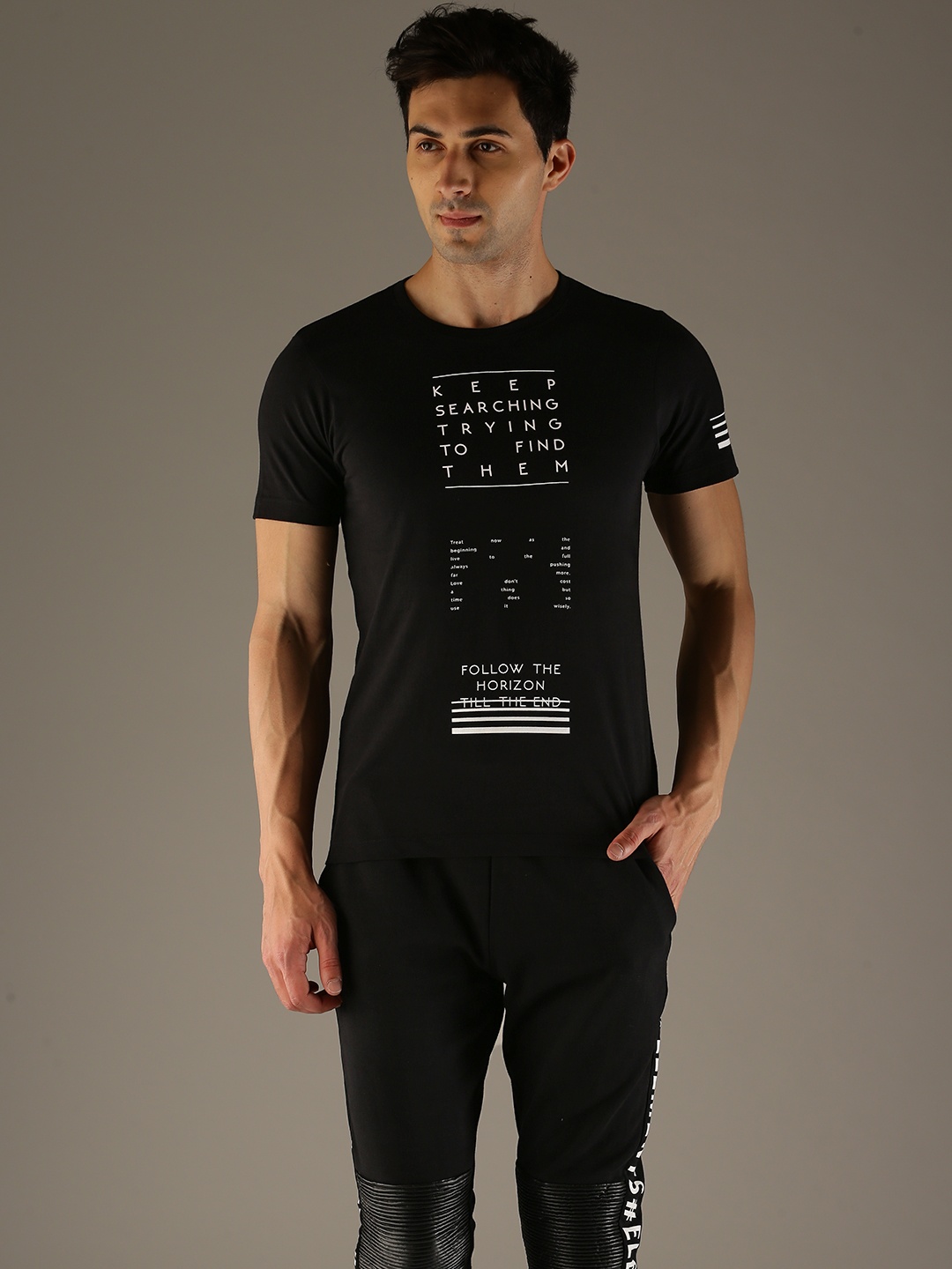 

Flying Machine Men Black Printed T-shirt