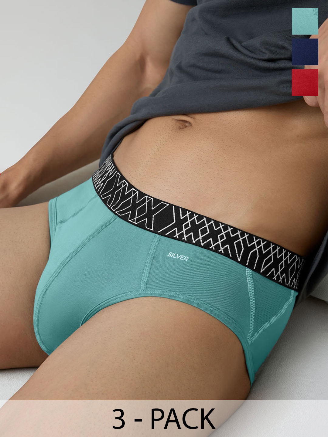 

XYXX Men Pack Of 3 Mid-Rise Basic Briefs XYBRF3PCKN856, Red