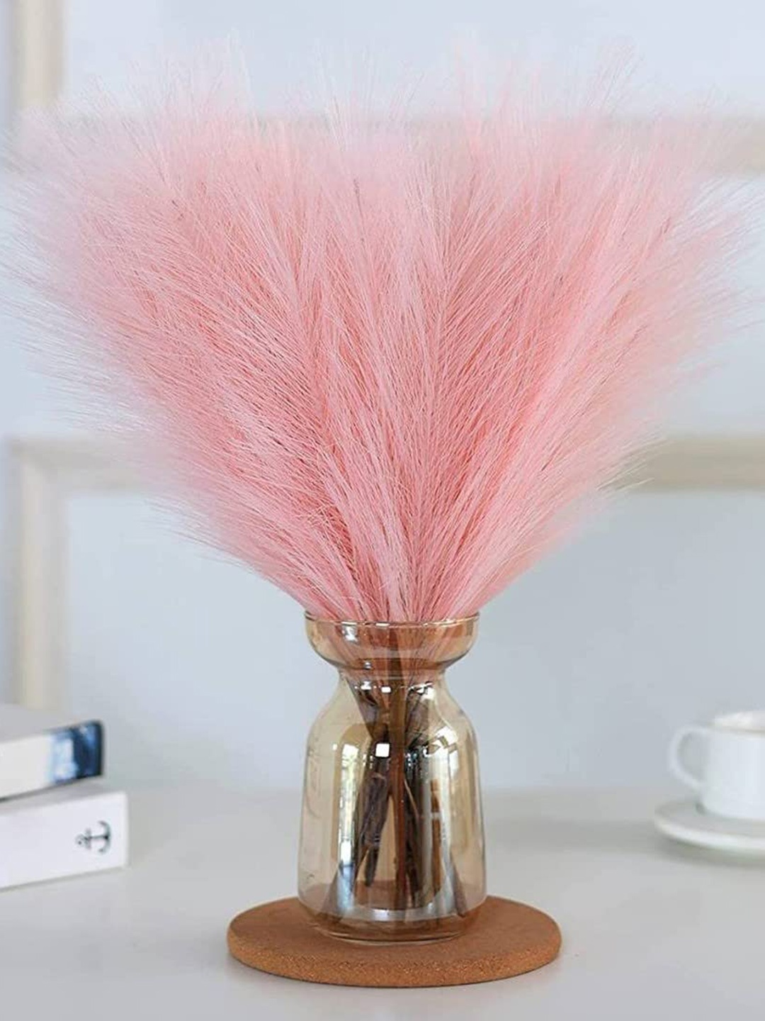 

BS AMOR Pink 3 Pieces Faux Pampas Grass Artificial Flowers