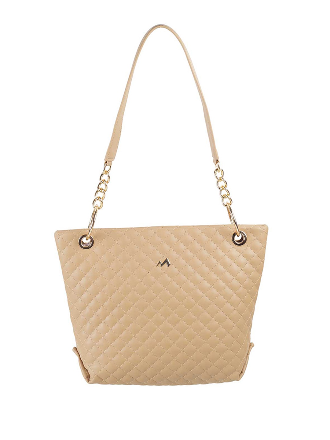 

Metro Textured Structured Shoulder Bag With Quilted Style, Beige
