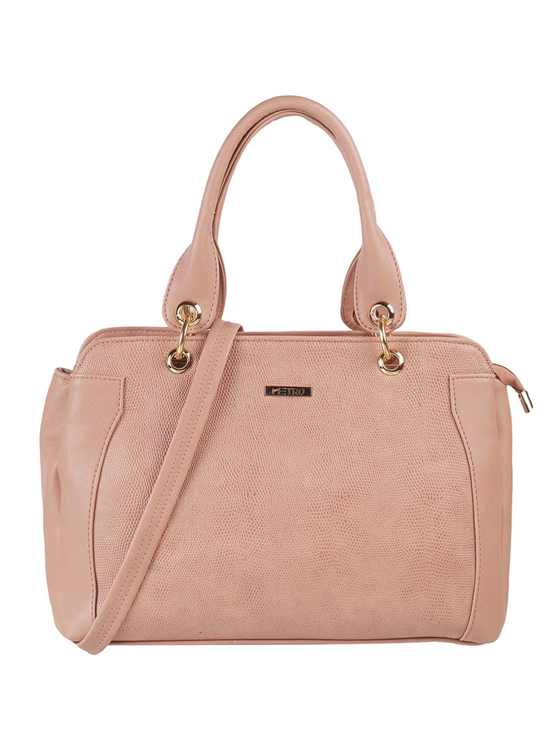 

Metro Textured Structured Handheld Bag, Peach