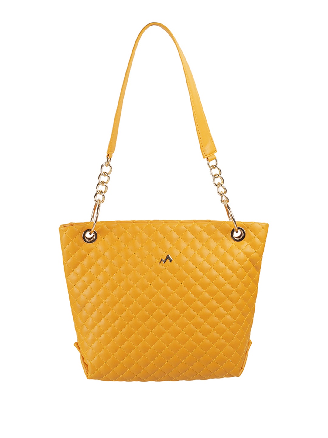 

Metro Textured Structured Shoulder Bag With Quilted Style, Yellow