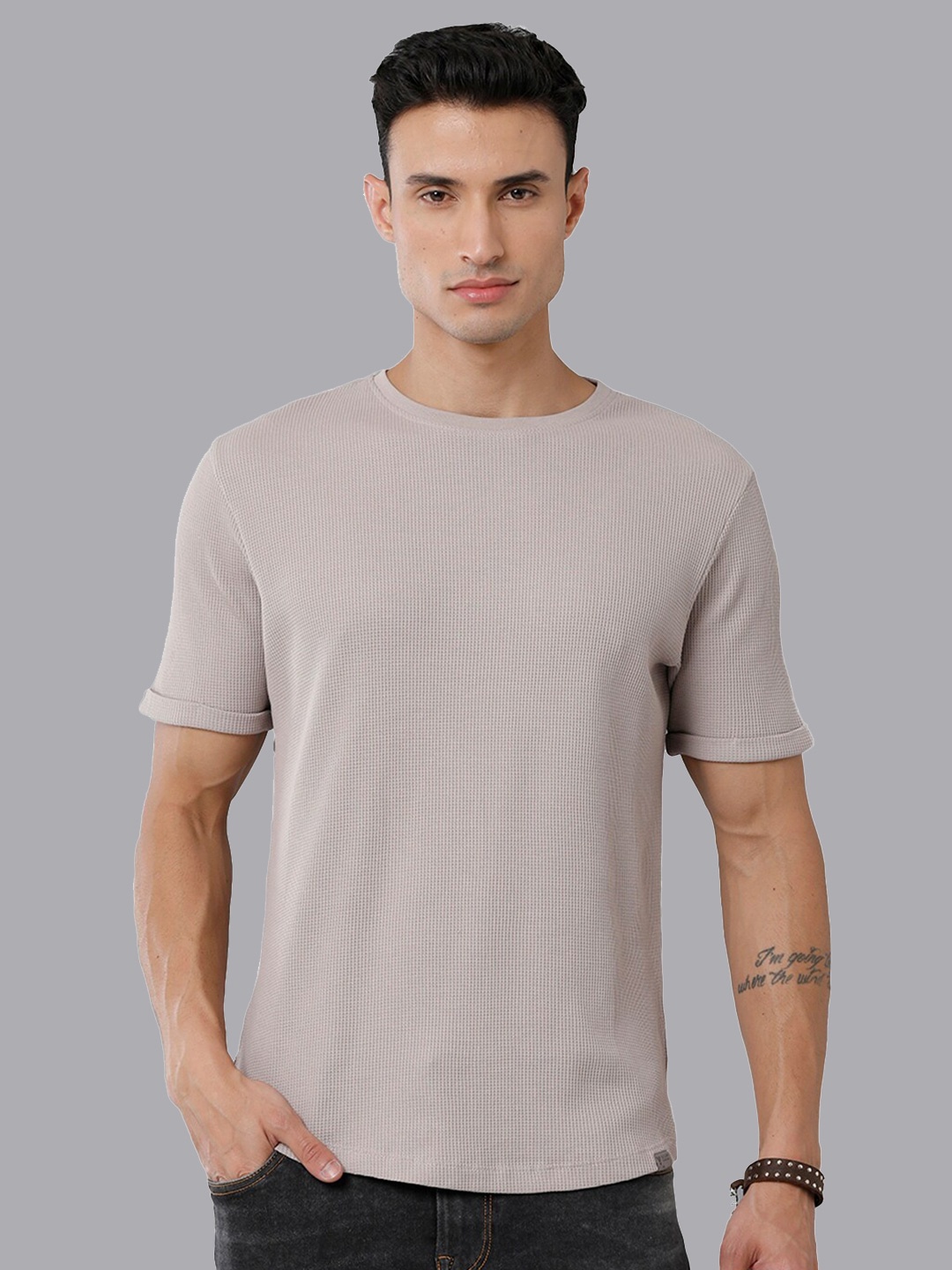 

Voi Jeans Round Neck Long Sleeves T-shirt, Beige
