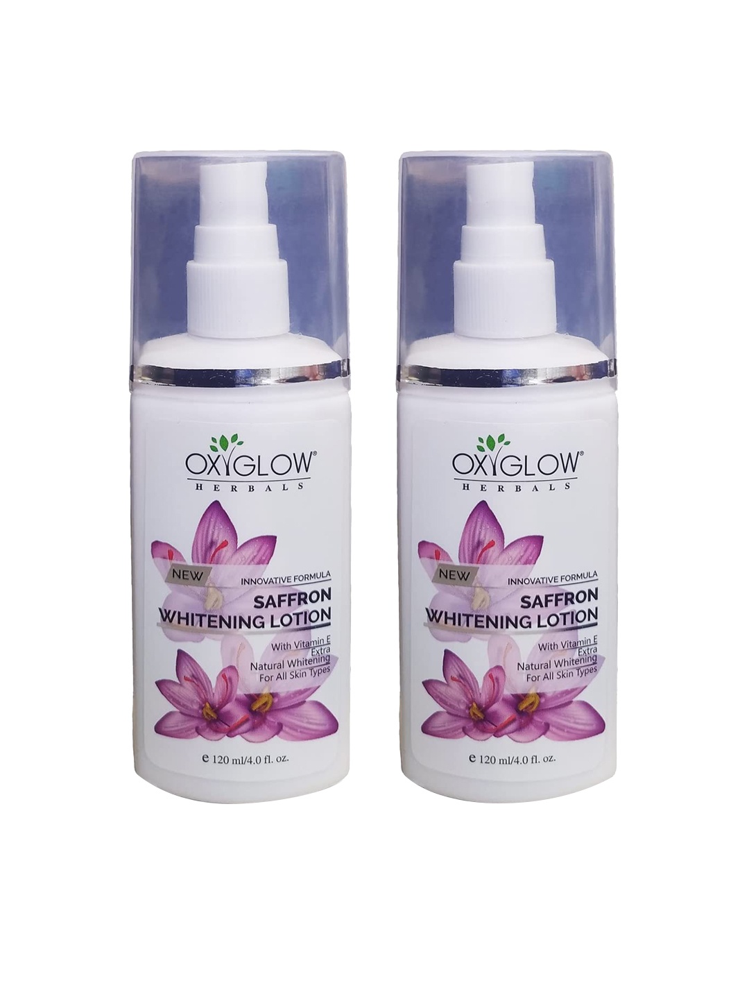

Oxyglow Set Of 2 Saffron Whitening Body Lotion with Vitamin E - 120ml Each, White