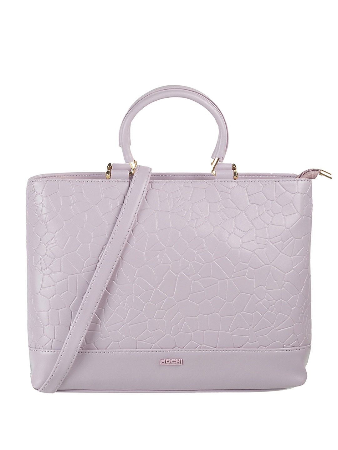 

Mochi Textured Structured Quilted Satchel, Purple