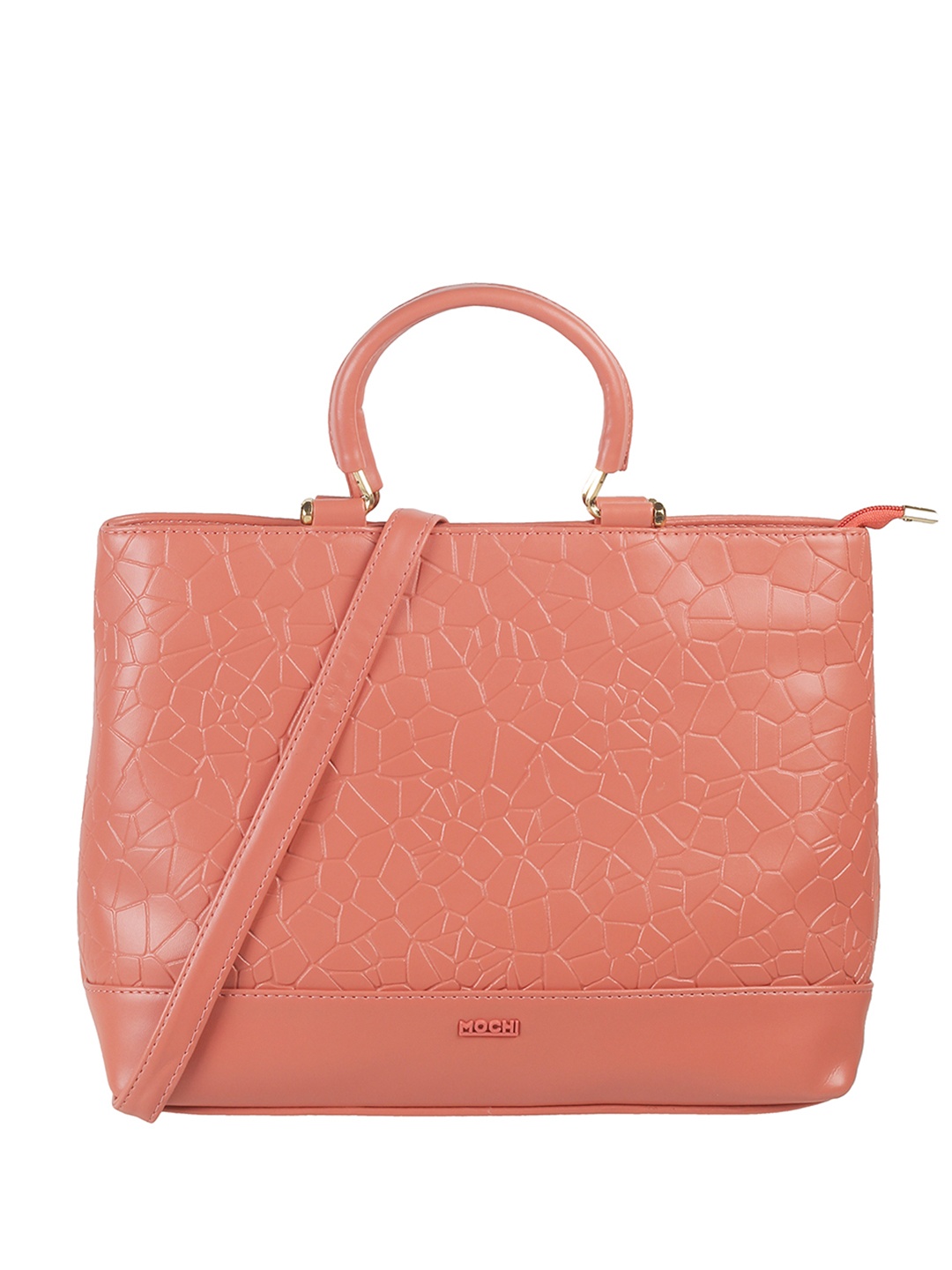 

Mochi Textured Structured Satchel, Peach