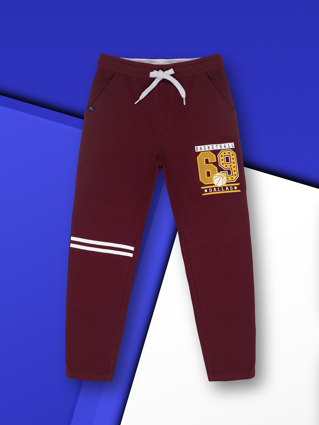 

3PIN Boys Mid-Rise Anti Odour Cotton Track Pant, Burgundy