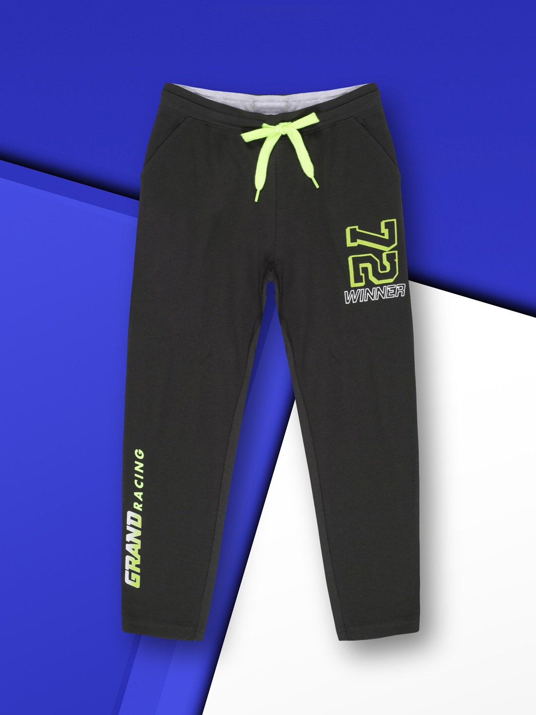 

3PIN Boys Anti-Odour Typography Printed Cotton Track Pants, Green