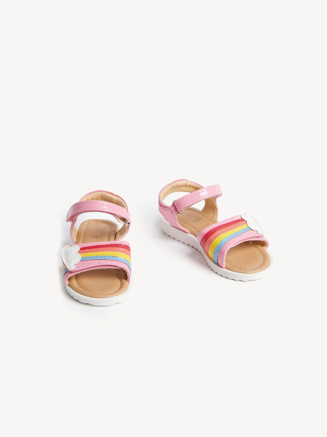 

Marks & Spencer Girls Striped Open Toe Flats, Pink