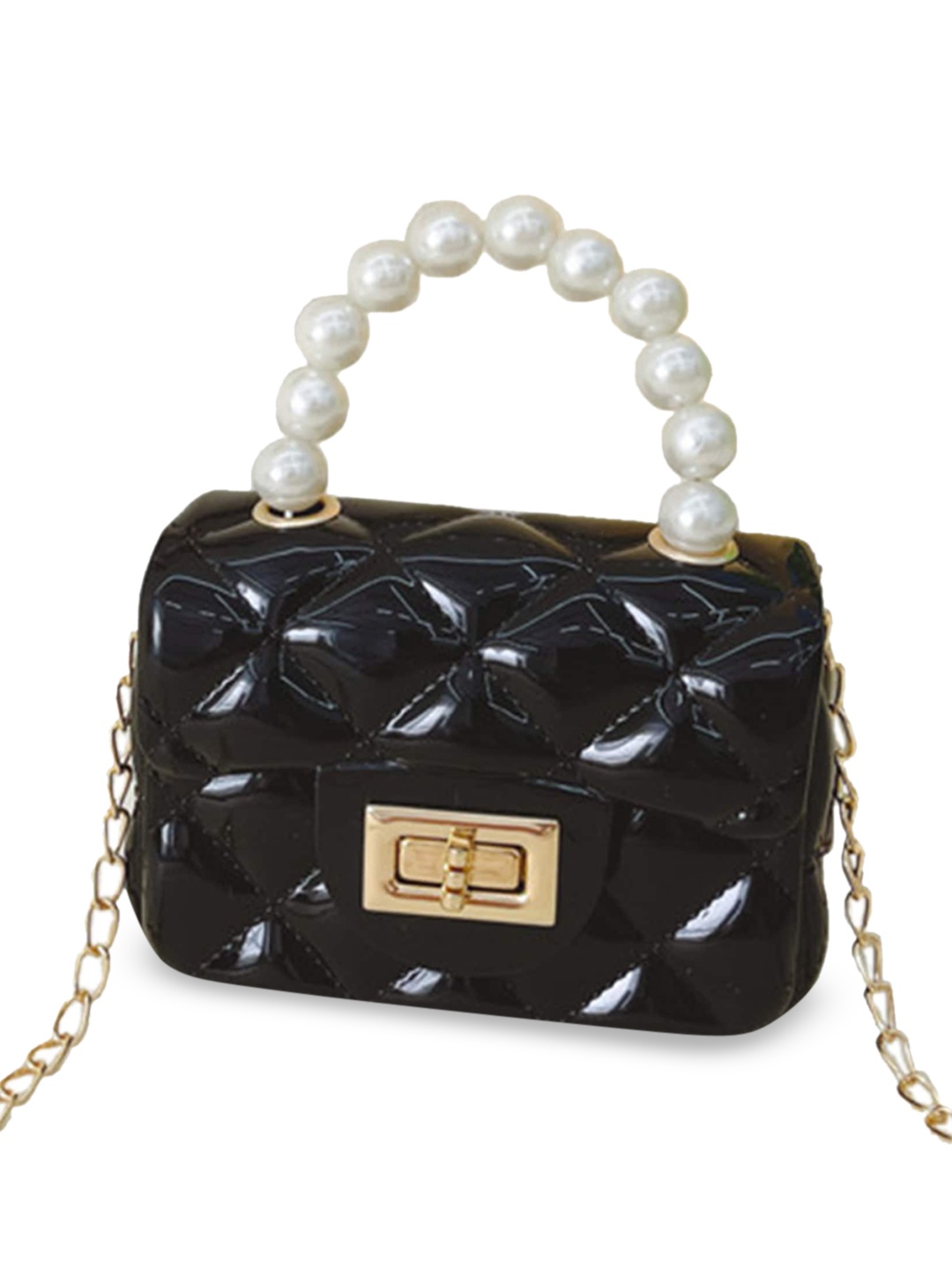 Babymoon Small Quilted Structured Handheld Bag, Black