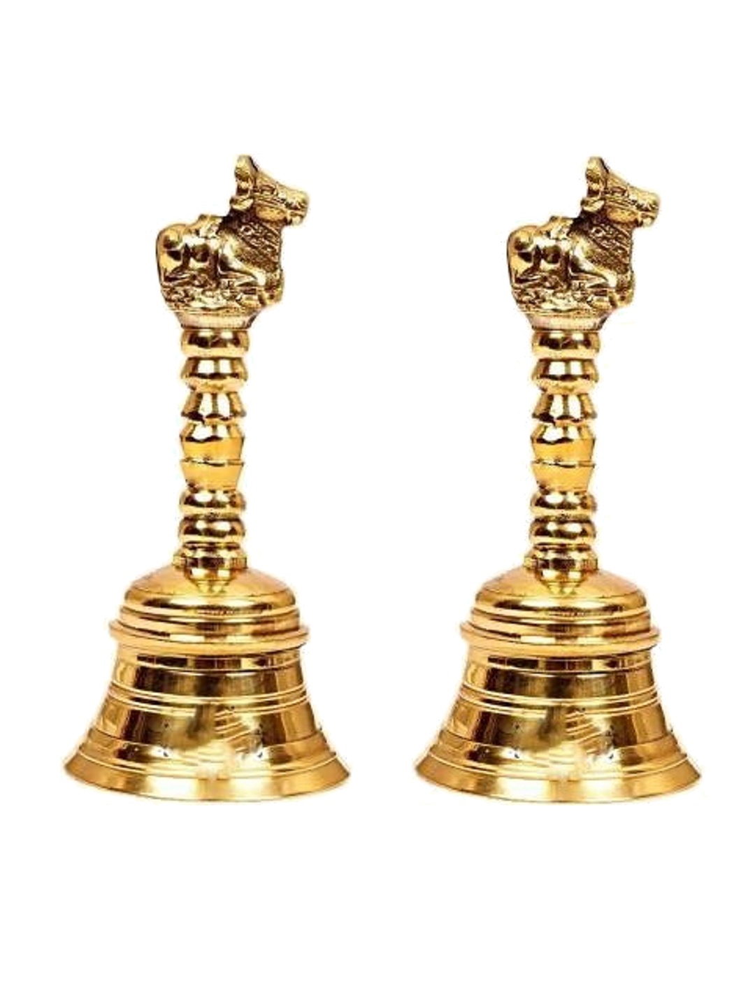 

Fashion Bizz 2-Pieces Yellow Textured Pooja Bells, Gold