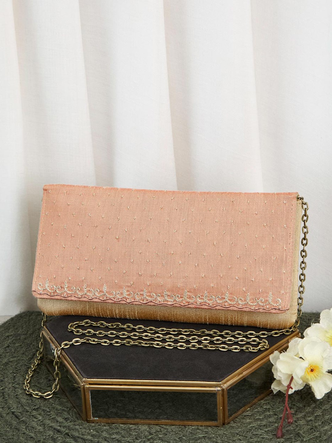 

Fabindia Embroidered Purse Clutch, Pink