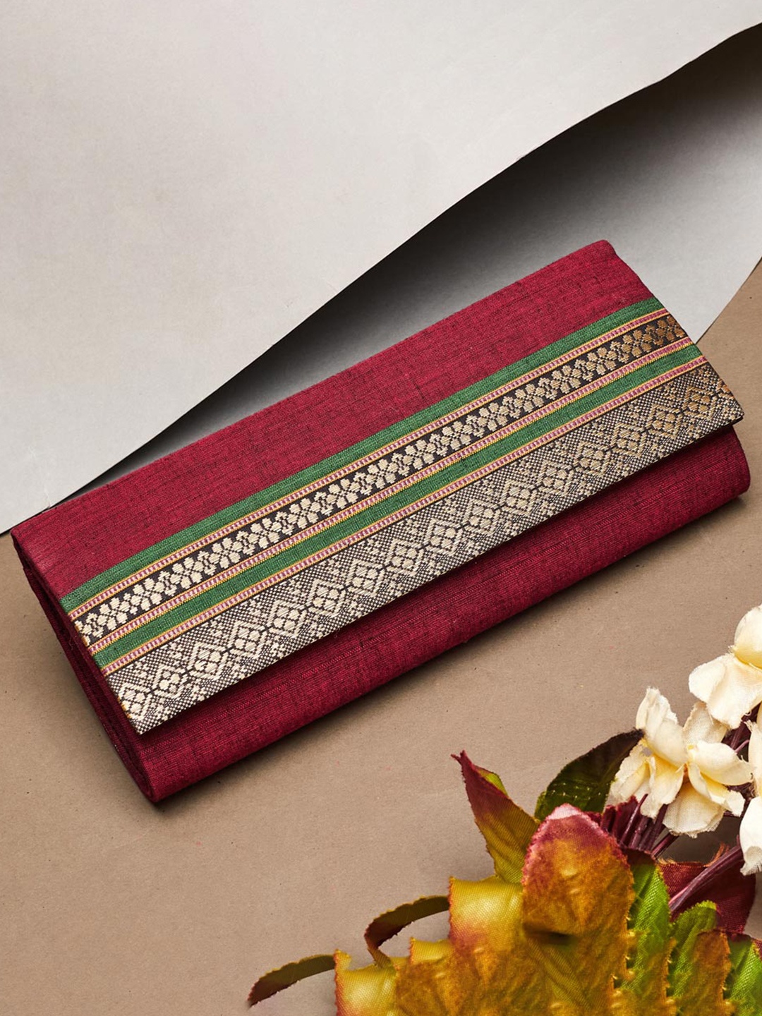 

Fabindia Embroidered Purse Clutch, Red