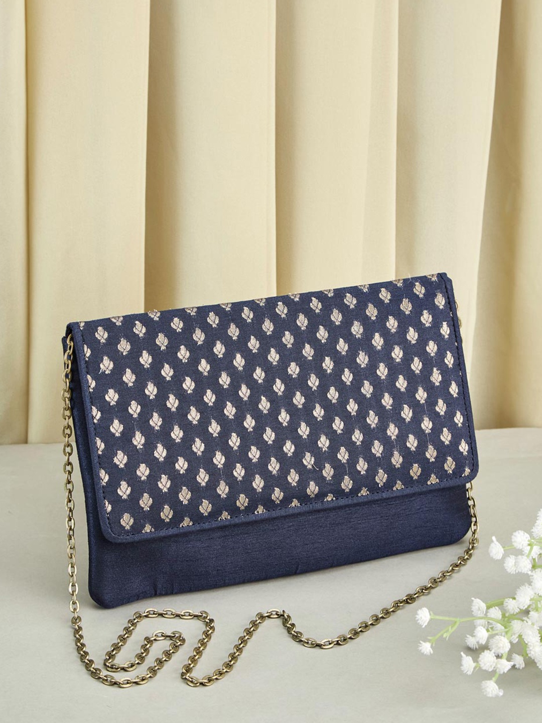 

Fabindia Textured Embellished Purse Clutch, Blue