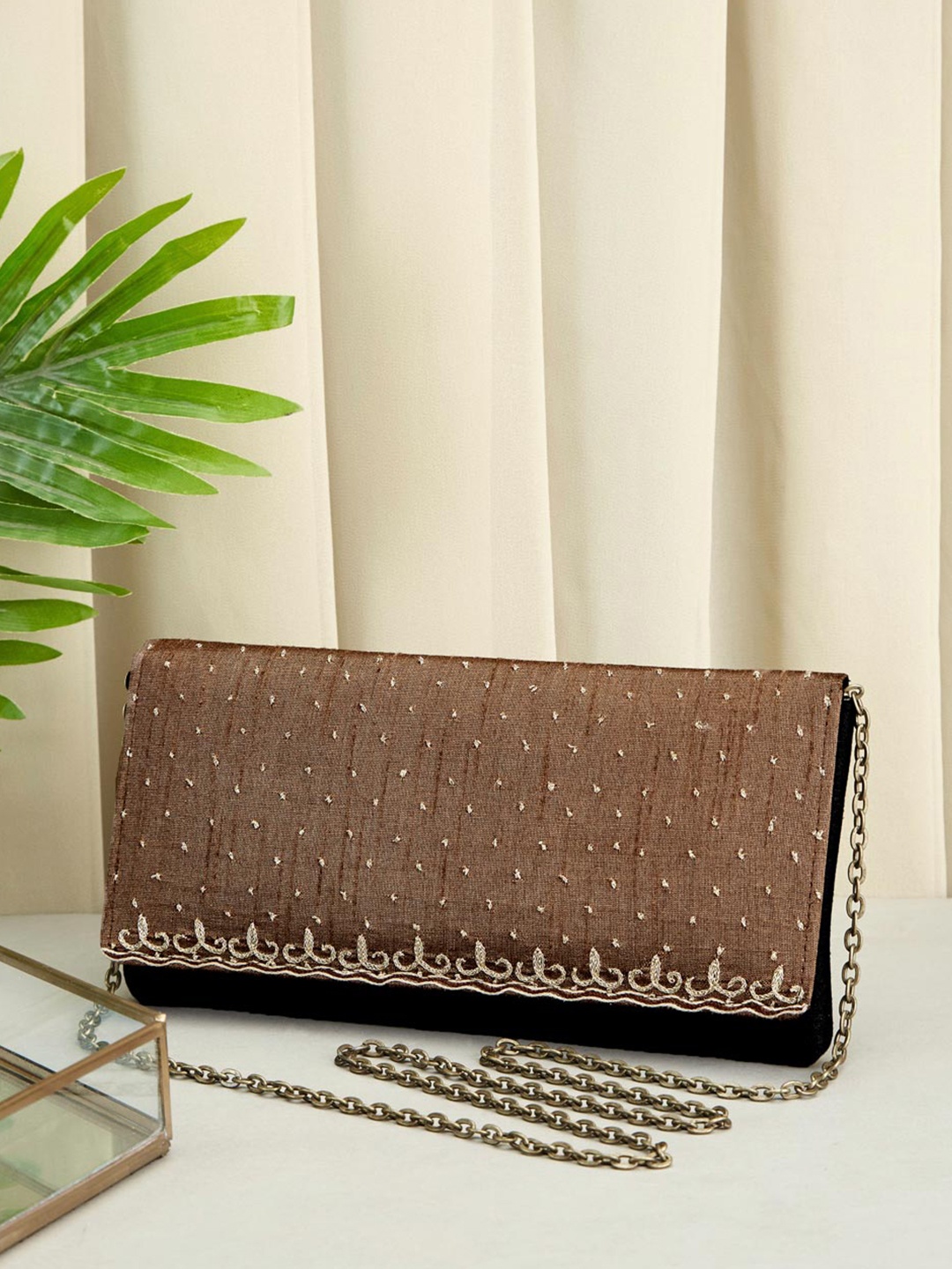 

Fabindia Embroidered Purse Clutch, Copper
