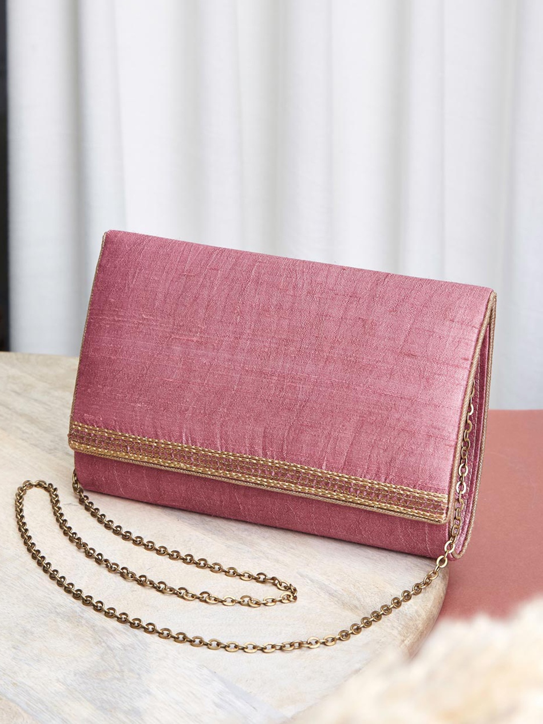 

Fabindia Embroidered Purse Clutch, Pink