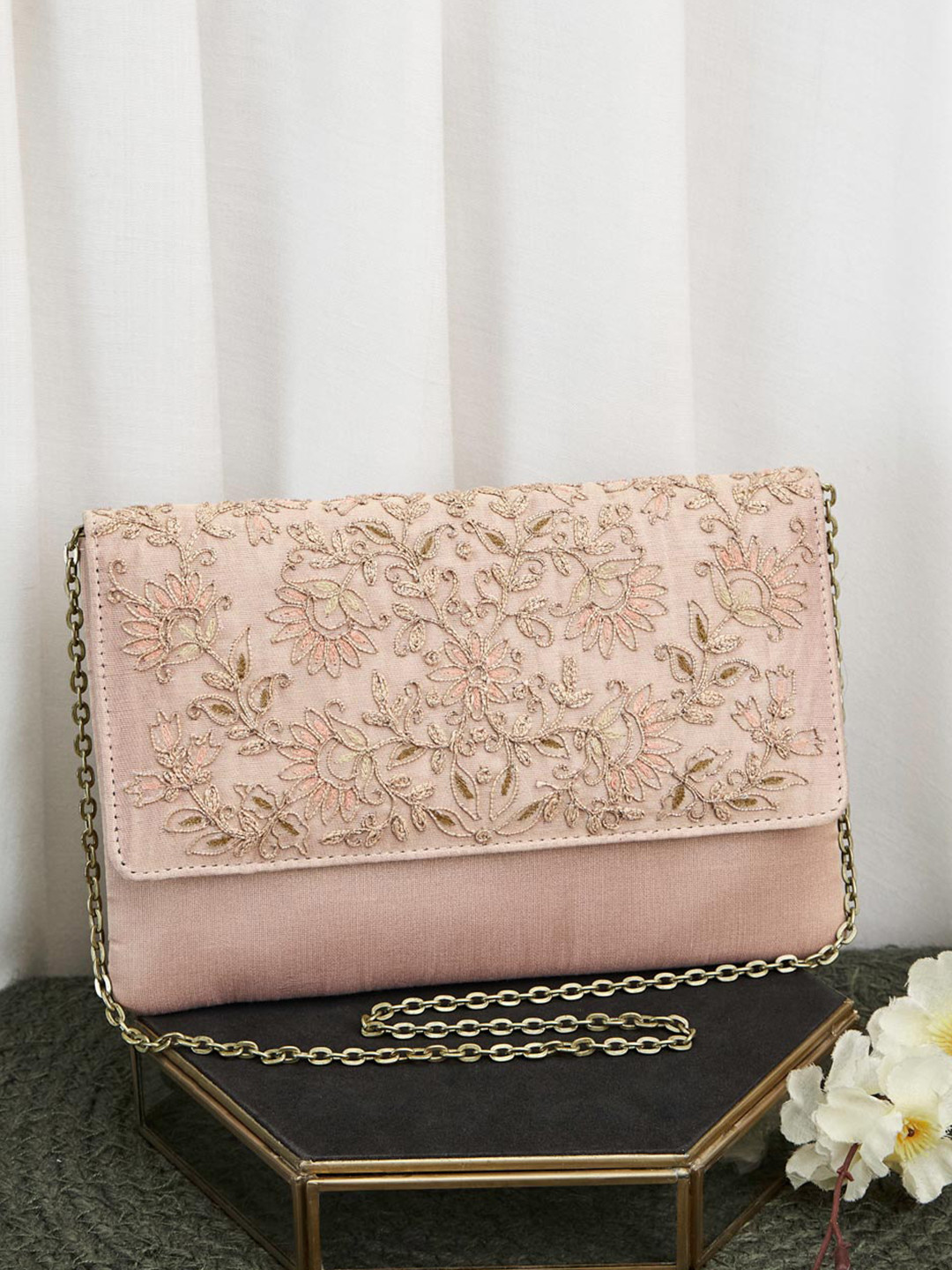 

Fabindia Embroidered Purse Clutch, Pink