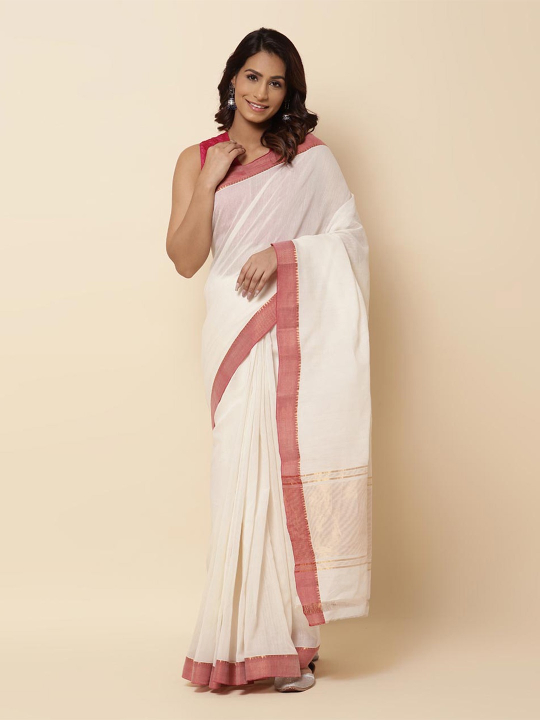 

Fabindia Pure Cotton Saree, Off white