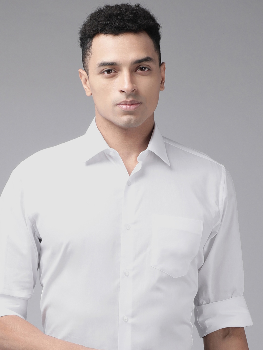 

Van Heusen Pure Cotton Self Design Textured Custom Formal Shirt, White