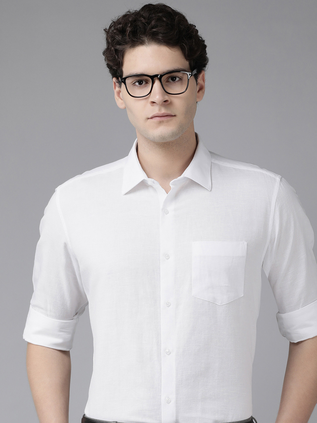 

Van Heusen Custom Fit Cotton Linen Formal Shirt, White