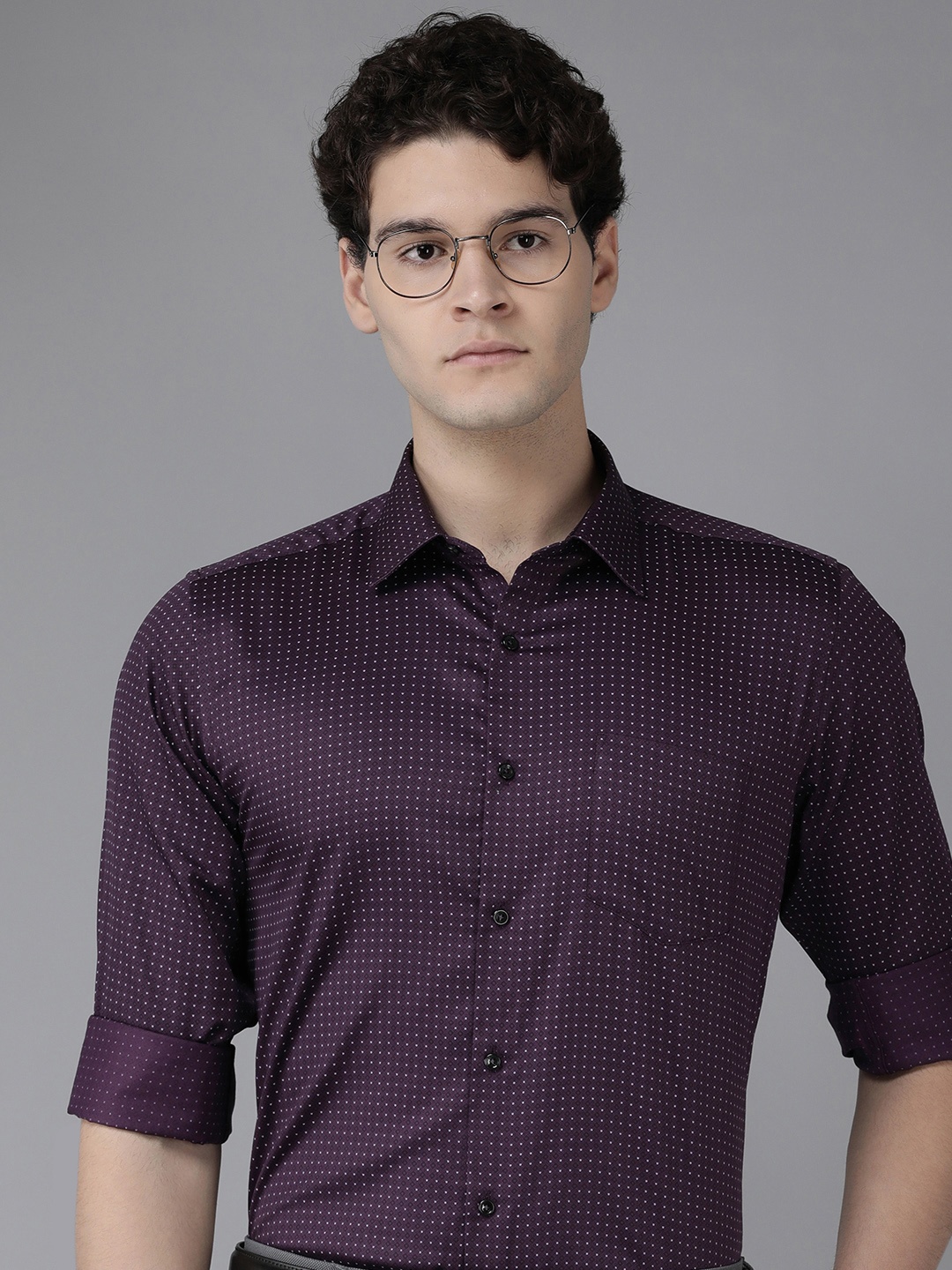 

Van Heusen Custom Fit Printed Formal Shirt, Purple