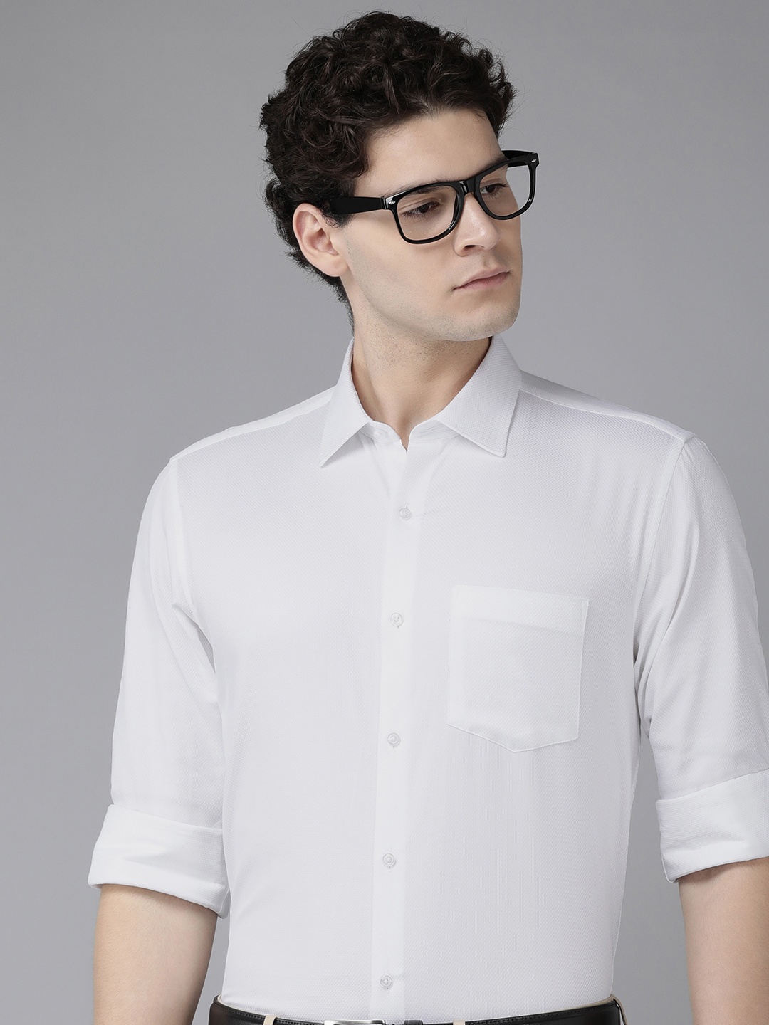 

Van Heusen Self Design Custom Fit Pure Cotton Formal Shirt, White