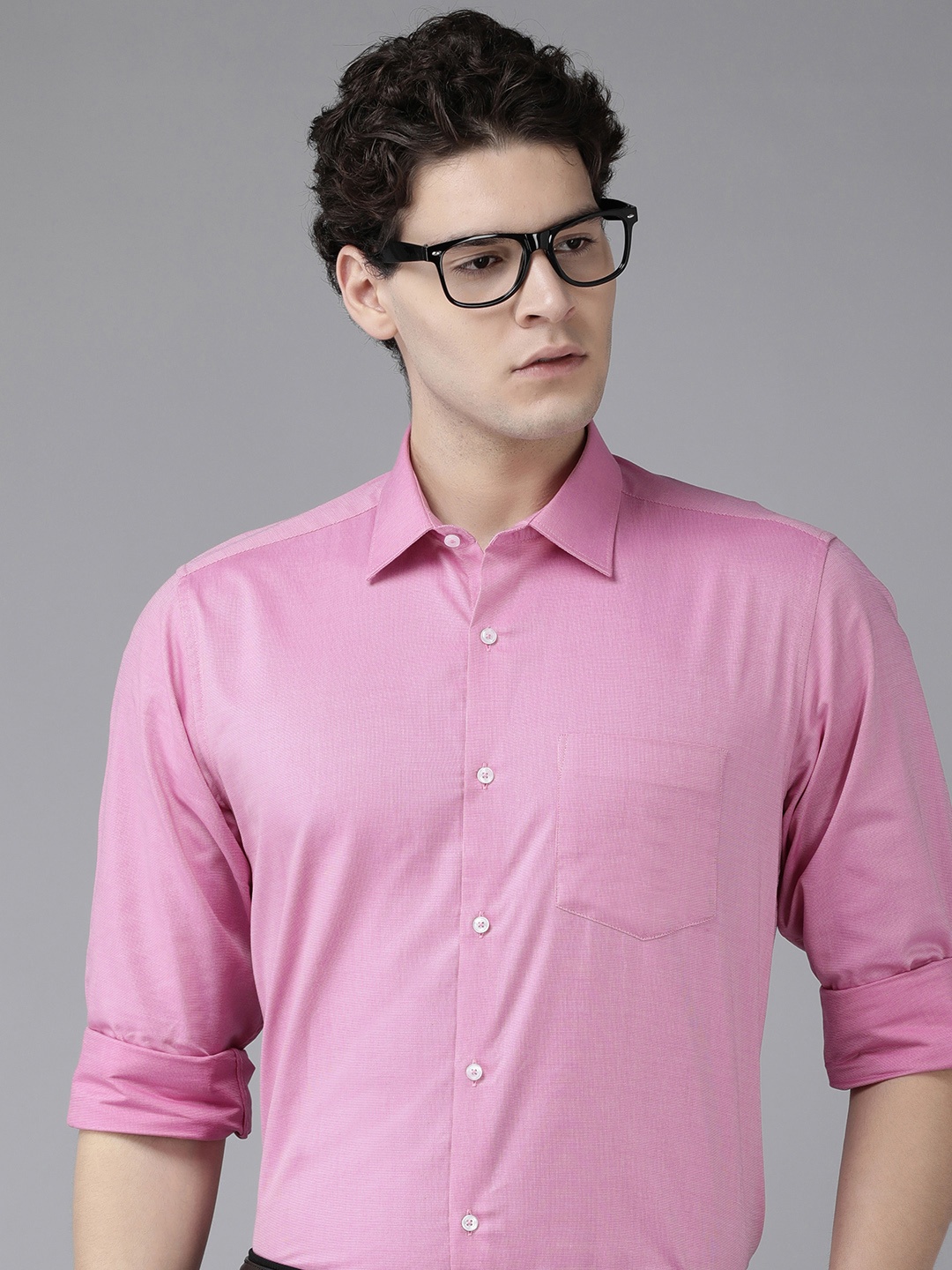 

Van Heusen Self Design Custom Fit Pure Cotton Formal Shirt, Pink