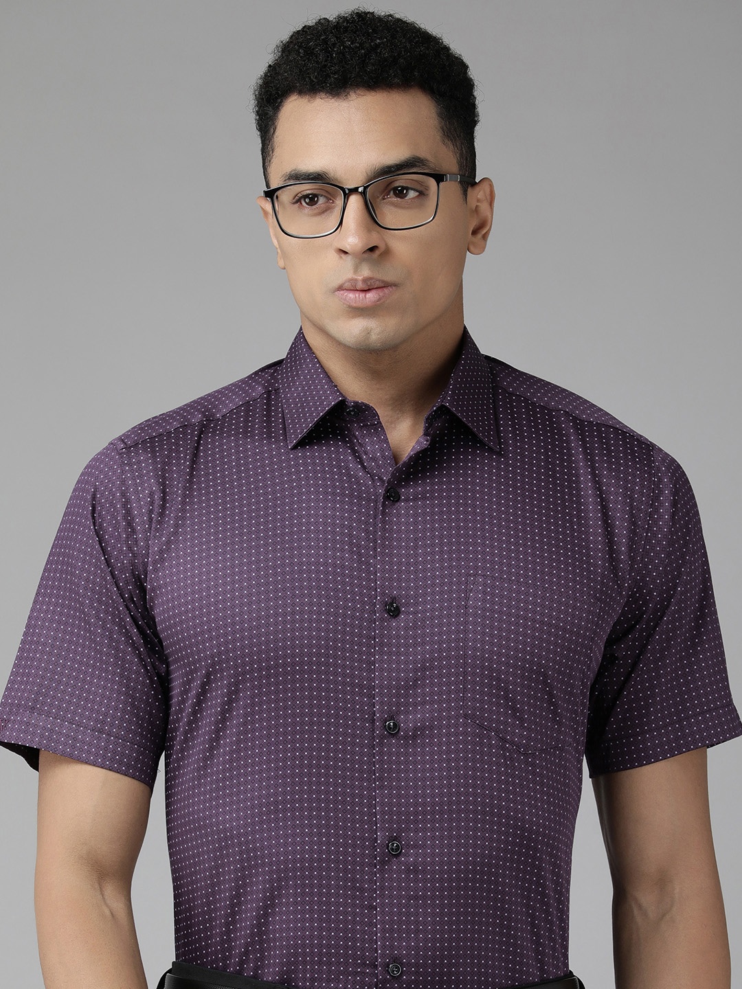 

Van Heusen Custom Fit Printed Pure Cotton Formal Shirt, Purple
