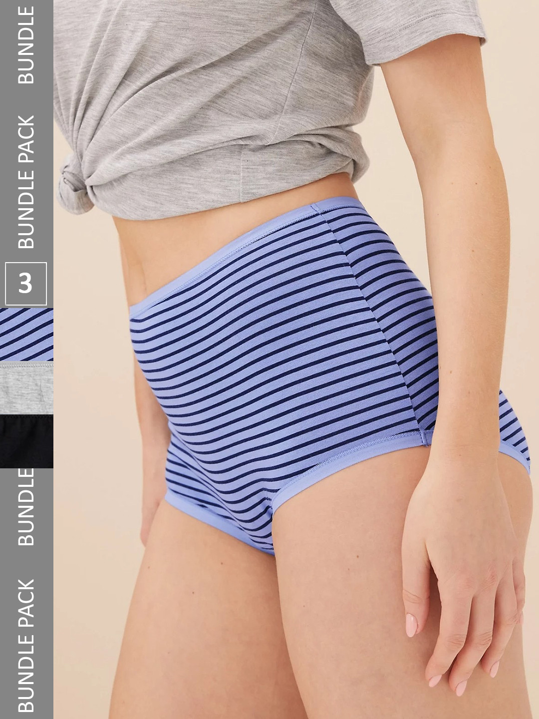 

Marks & Spencer Pack Of 3 High-Rise Anti microbial Period Briefs T617760PBLUE MIX, Blue