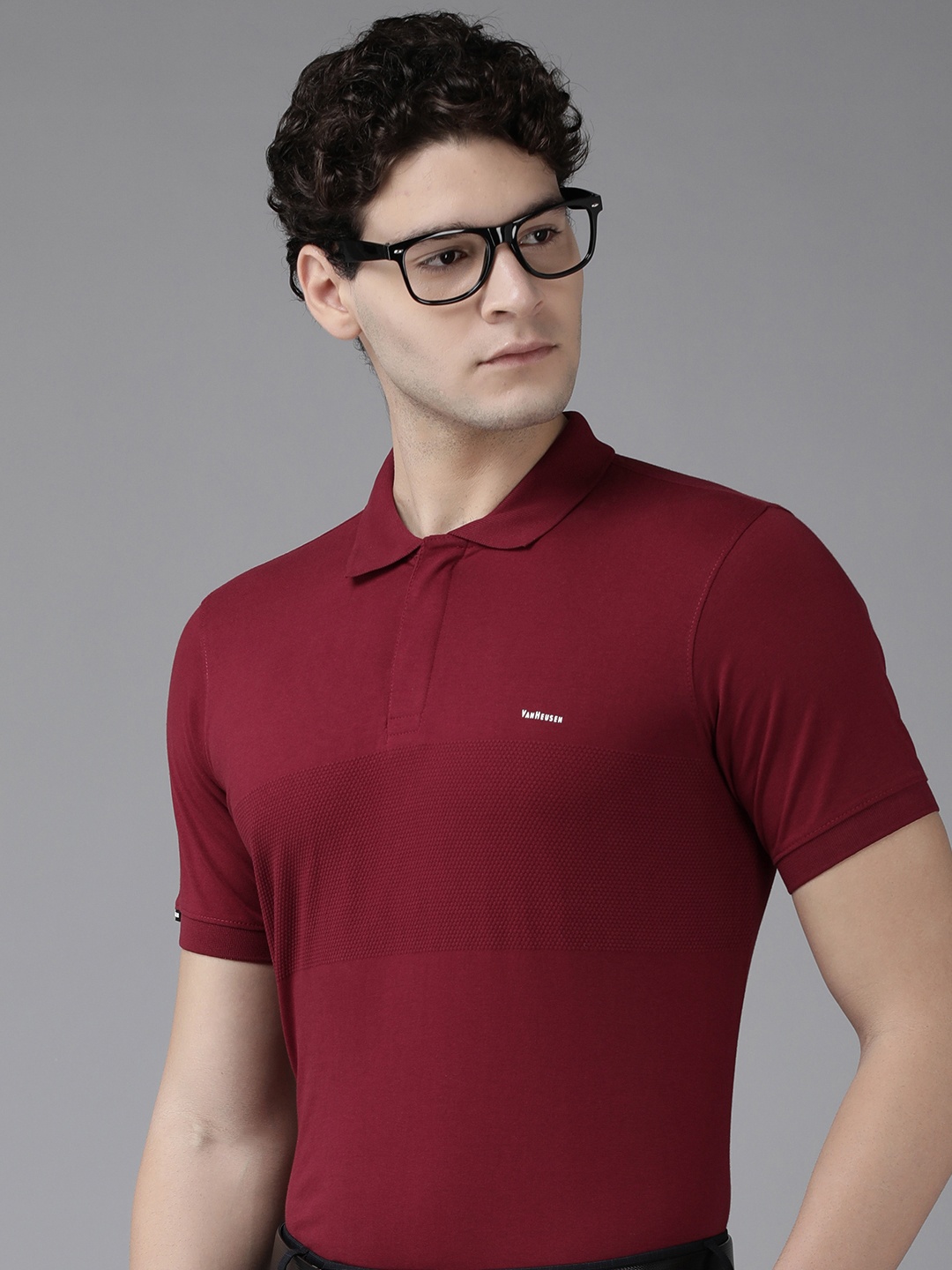 

Van Heusen Striped Polo Collar Pure Cotton T-shirt, Maroon