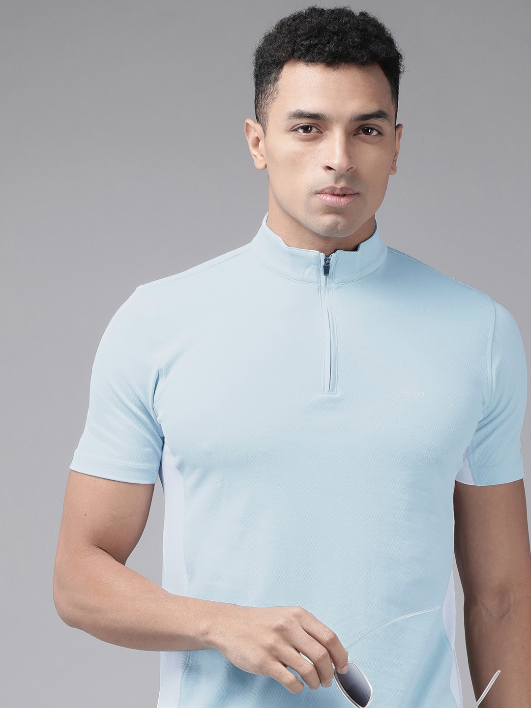 

Van Heusen Ribbed High Neck T-shirt, Blue