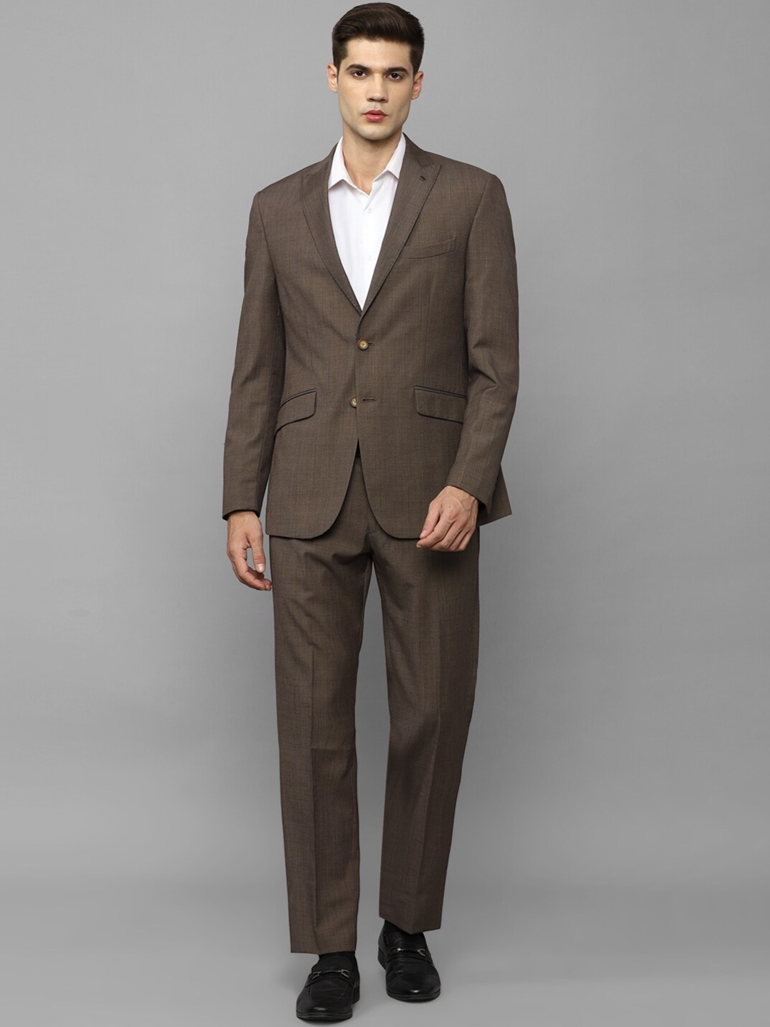 

Louis Philippe Checked Single-Breasted Two-Piece Formal Suit, Brown