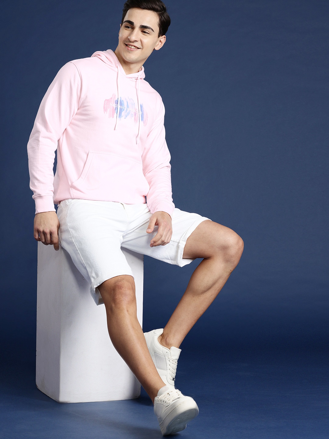 

Mast & Harbour Brand Logo Printed Hooded Sweatshirt, Pink