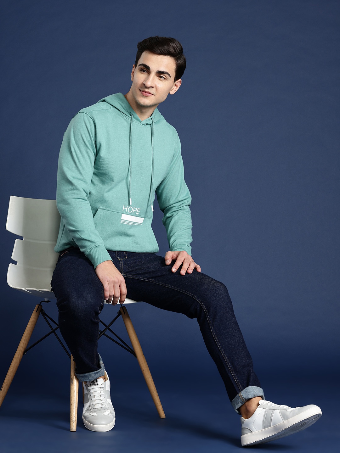 

Mast & Harbour Typography Printed Hooded Sweatshirt, Green